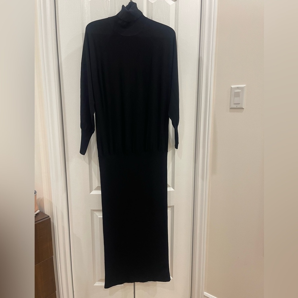 Elegant Black Turtleneck Dress Size L